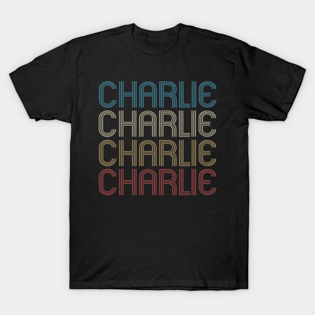 Vintage Charlie First Given Name Pride Retro Pattern T-Shirt by Hong Lien 